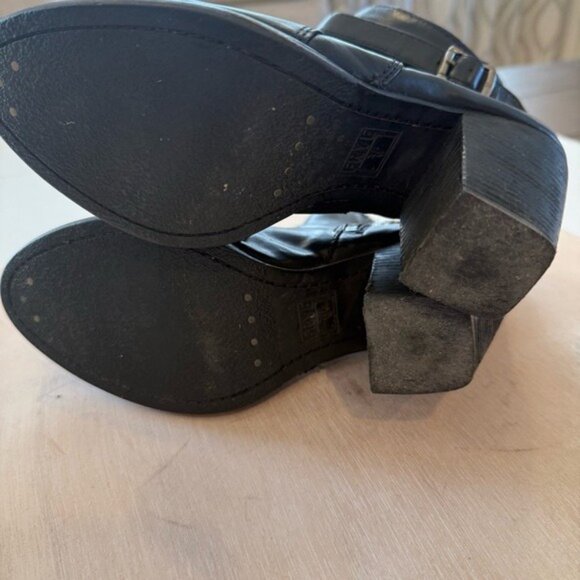 Frye Women’s Ankle Boot Patty Riding Bootie Black Leather Block Heel Size 7 - Picture 9 of 14